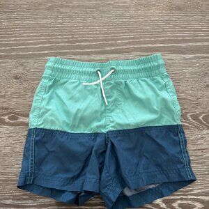Boys Old Navy blue/teal color block swim trunks bathing suit size XS 5